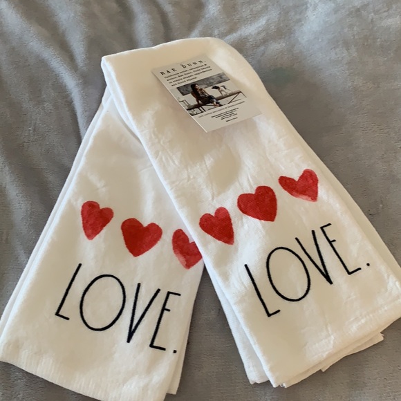 Rae Dunn Set of 2 Kitchen Towels “Love” - …